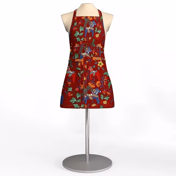 Förkläde Leksand, röd, från Arvidssons Sweden, 65x85cm