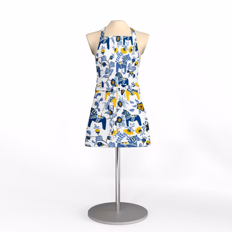 Förkläde Leksand blå/gul, från Arvidssons Sweden, 65x85cm