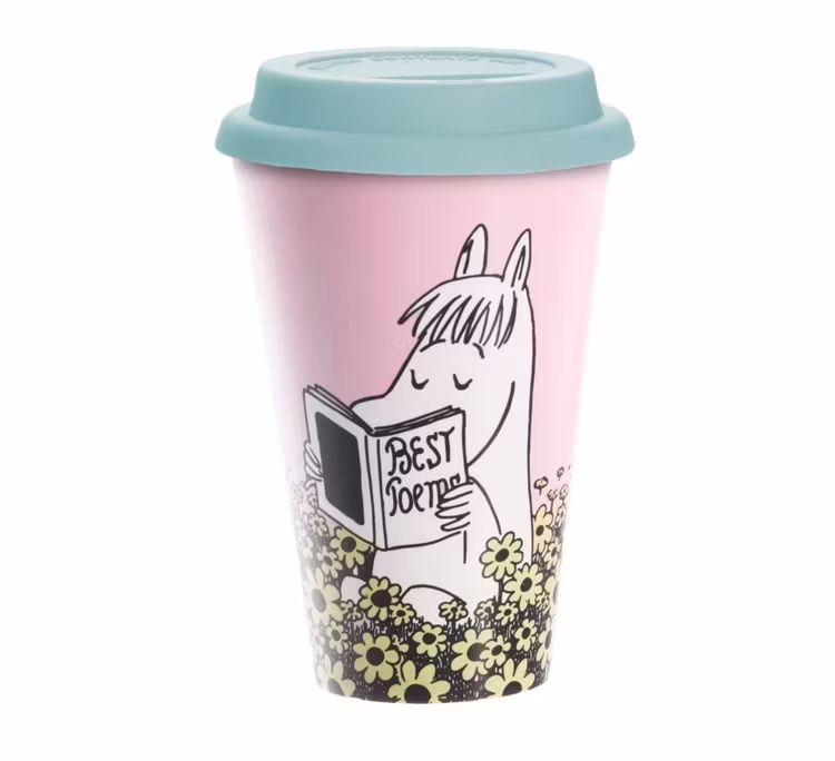 Mugg Take Away: Snorkfröken läser, biologiskt nedbrytbar