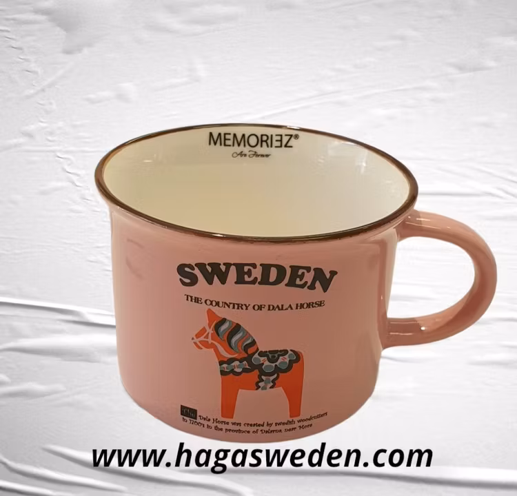 Mugg- Memoriez, Dala Horse Classic, Smal, With Story, Pink