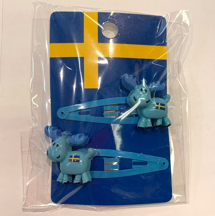 Hårspänne älg blå