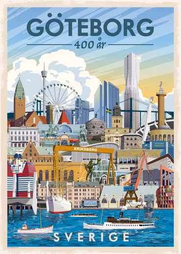 Magnet Göteborg 400 år. 5.5 x 8 cm
