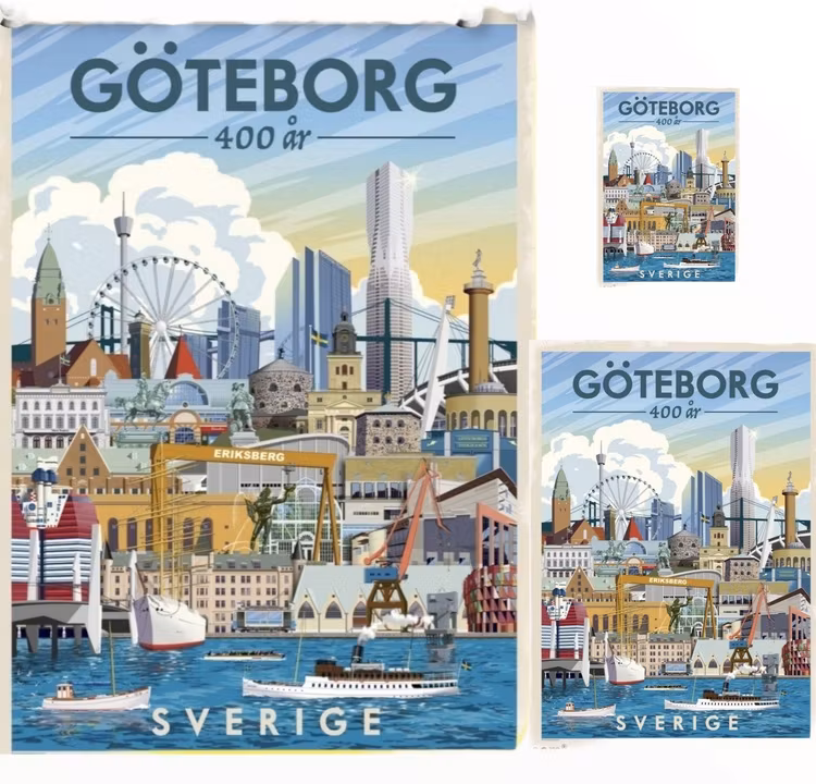 Postcard Göteborg 400 år, (3 varianter)