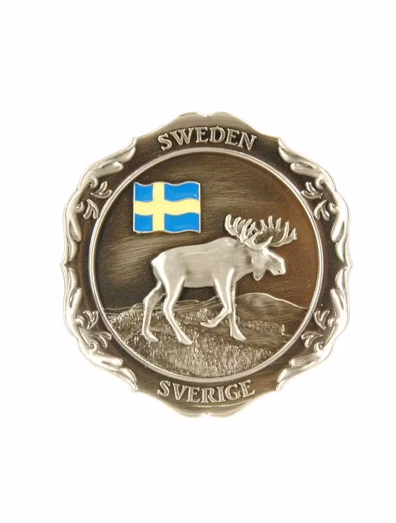 Magnet metall, älg och svensk flagga