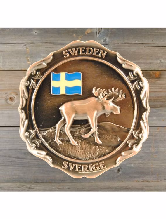 Magnet metall, älg och svensk flagga