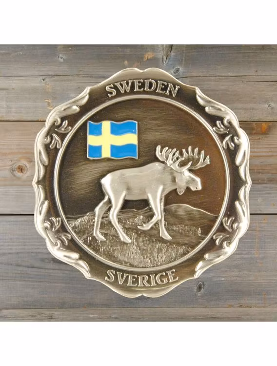 Magnet metall, älg och svensk flagga
