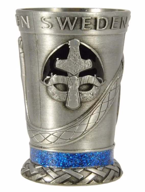 Shotsglas metall viking, keltisksköld, vikingaskepp