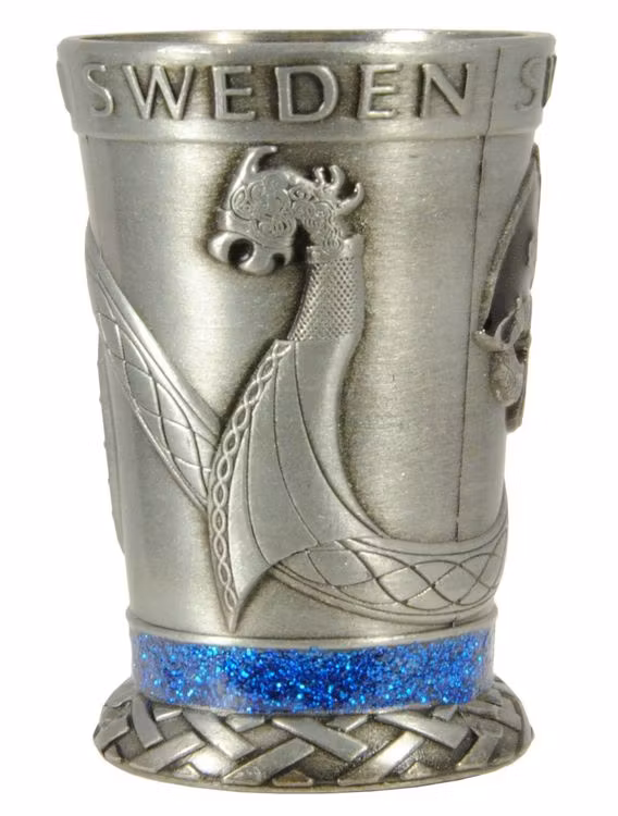 Shotsglas metall viking, keltisksköld, vikingaskepp