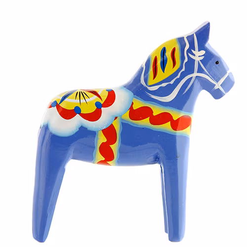 Dalahäst, Blå, Trä material, Ej original