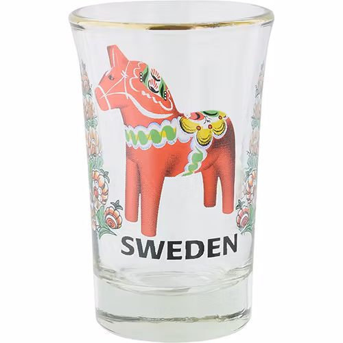 Shotglas dalahäst & Kurbits blommor
