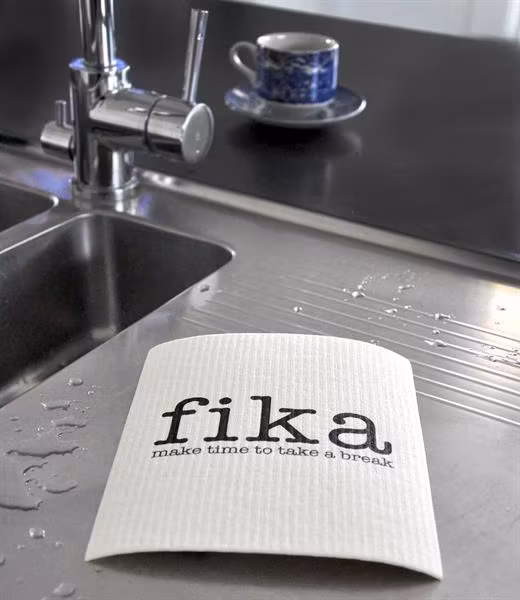 Disktrasa, make time Fika, vit, 17x20 cm