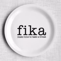 Glasunderlägg kant, Make time Fika, vit