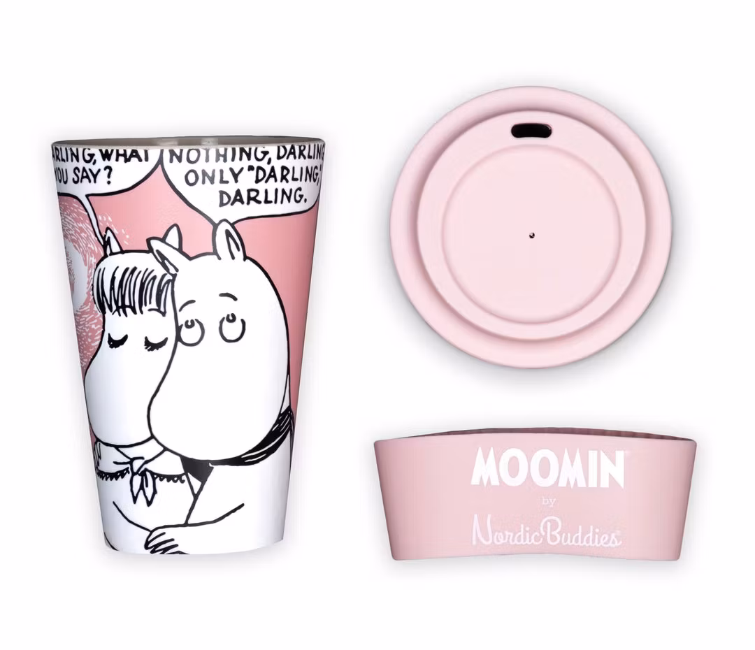Mugg Take Away: Moomins Kärlek, biologiskt nedbrytbar