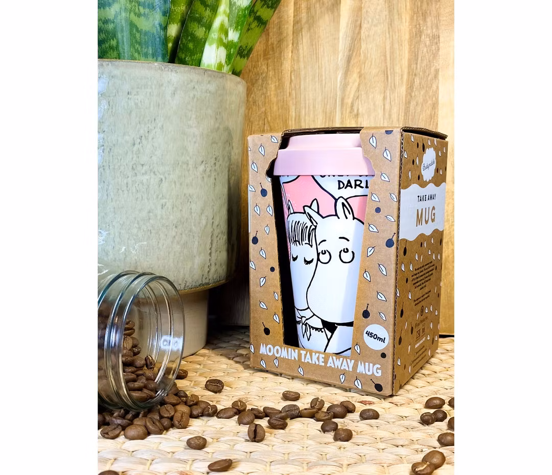 Mugg Take Away: Moomins Kärlek, biologiskt nedbrytbar