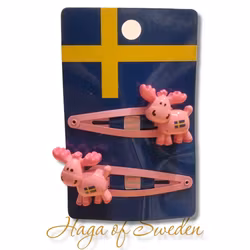 Hårspänne, älg, Rosa