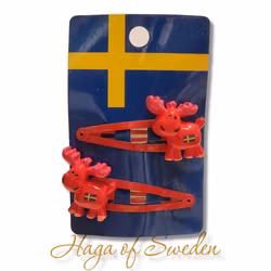 Hårspänne ,älg, Röd