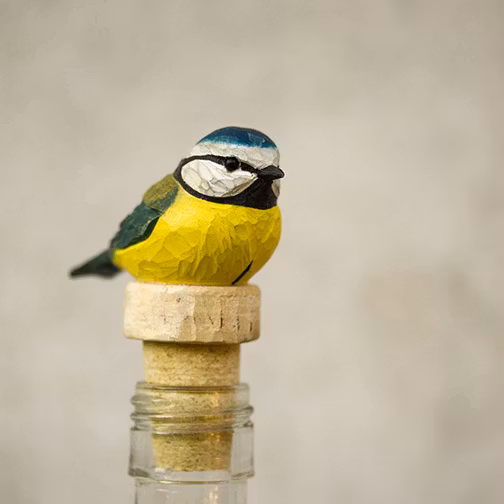 Flaskkork Blåmes, handsnidad i trä