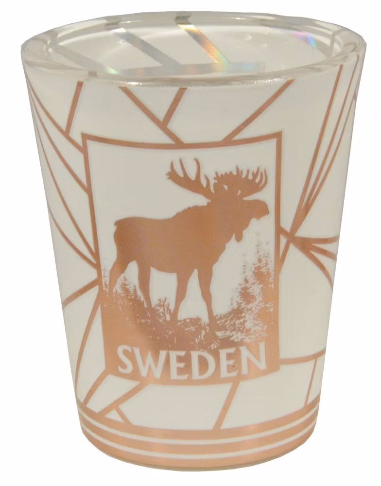 Shotglas Sweden Älg vit, koppar