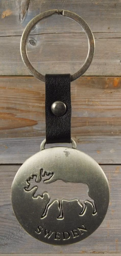 Nyckelring Sverige älg silver/koppar
