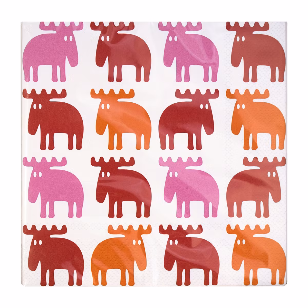 Lunchservett älg, röd & rosa