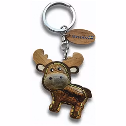 Nyckelring, älg, trä