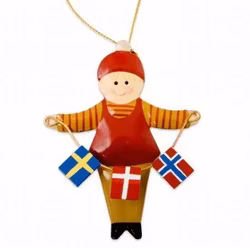 Julgranshänge tomte med flaggor