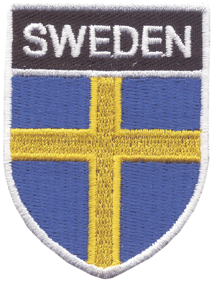 Broderat tygmärke Sverige Sköld Flagga