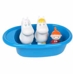 Badespielzeug / Badewanne mit 3 Mumin-Figuren