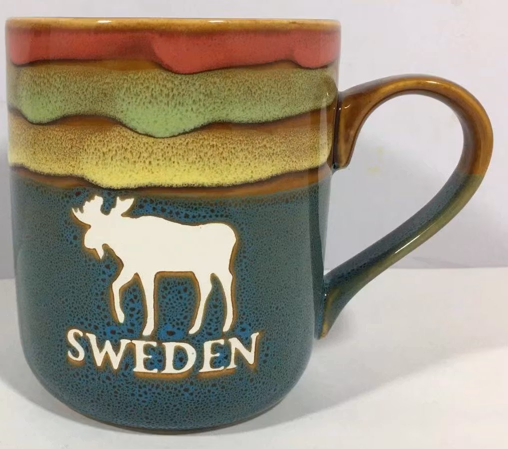 Mugg Stengods Sverige Älg, 4 färger