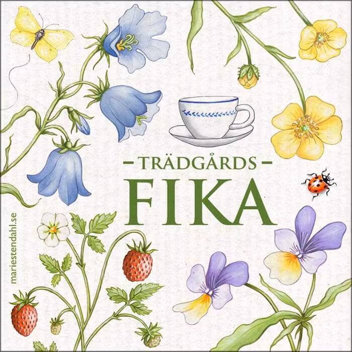 Disktrasa, Trädgårds FIKA, handmålade motiv