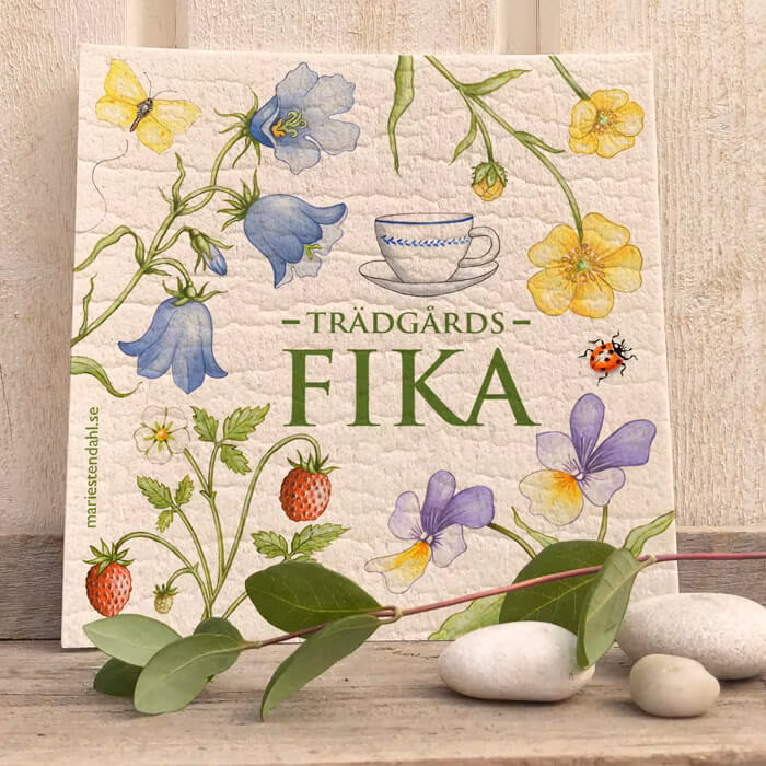 Disktrasa, Trädgårds FIKA, handmålade motiv