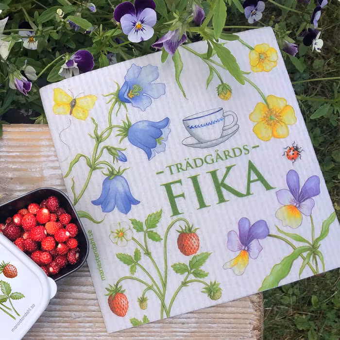 Disktrasa, Trädgårds FIKA, handmålade motiv