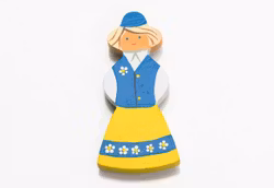 Handmålade magnet, Sverigeflicka