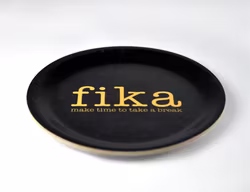 Glasunderlägg kant, Make time Fika, svart /guld