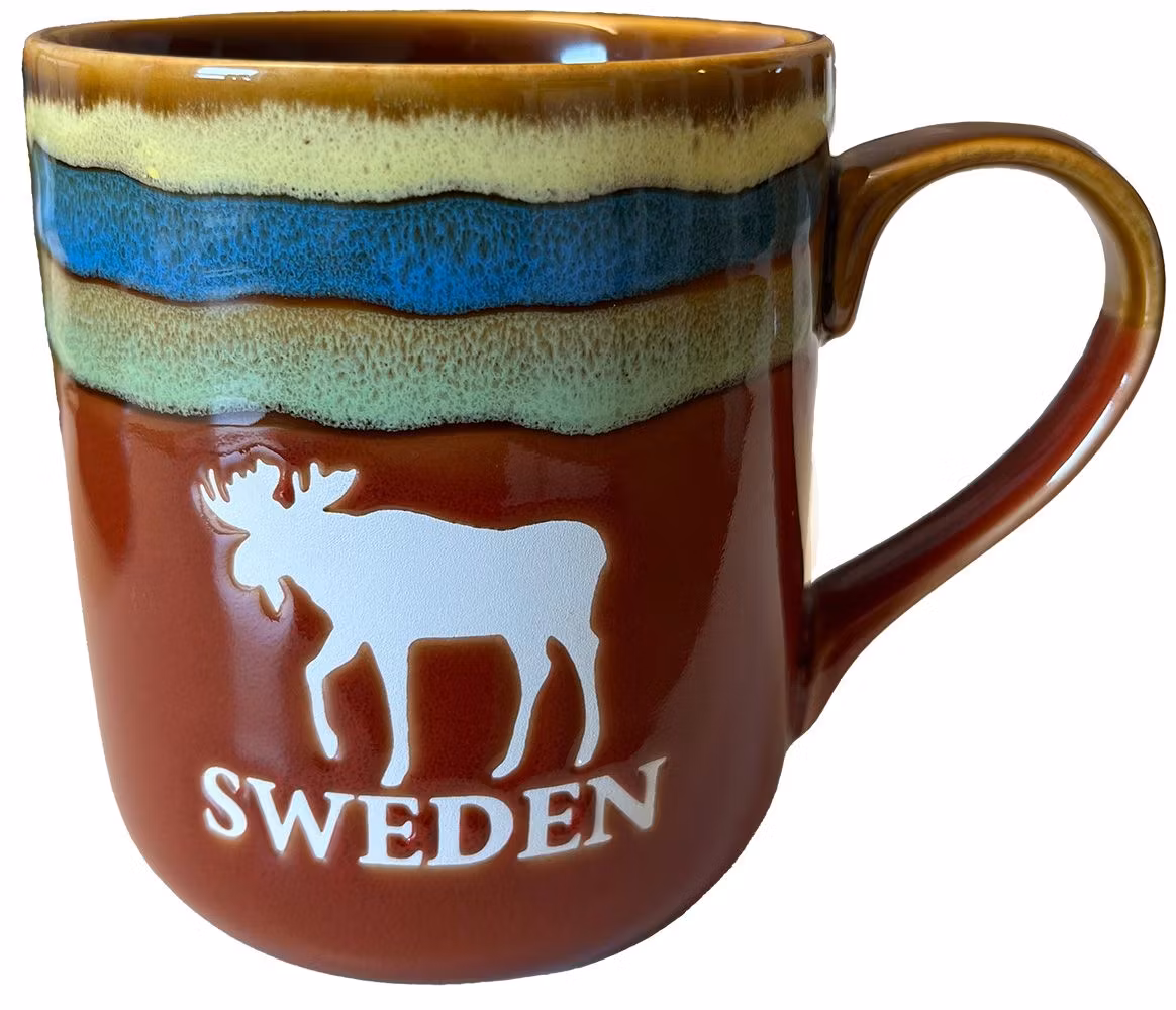 Mugg Stengods Sverige Älg, 4 färger