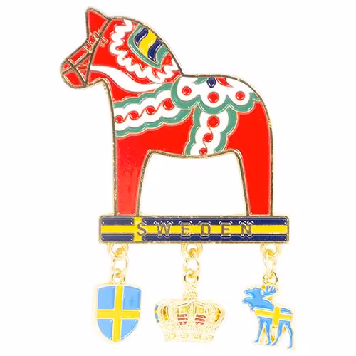Magnet dalahäst med berlocker