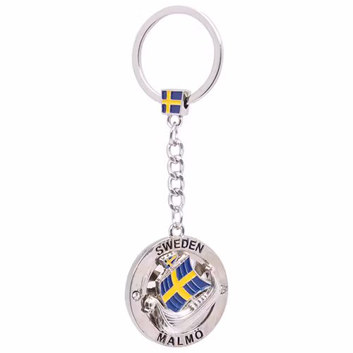 Nyckelring vikingaskepp med spinner, Sweden