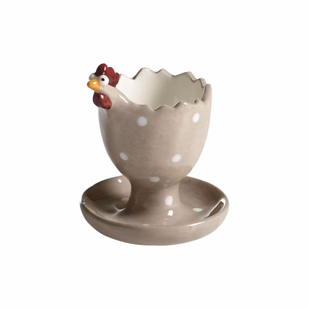 Handmålade äggkopp Höna, H.9cm