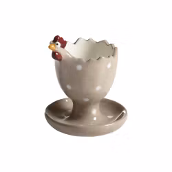 Handbemalter Eierbecher Henne Weiß, H.9cm