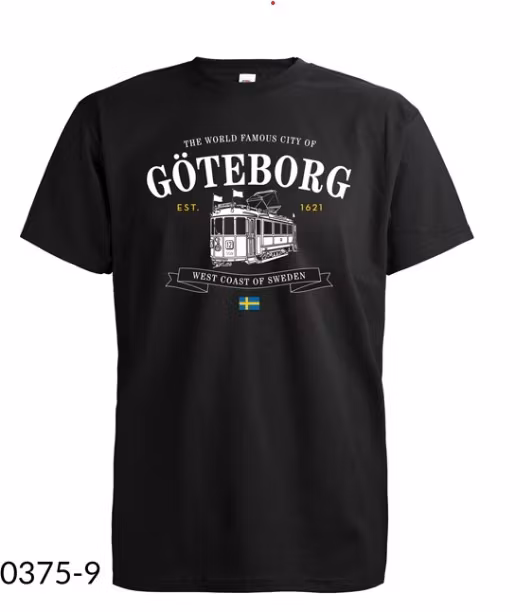 T-shirt Göteborg, Spårvagn, Svart-Färg