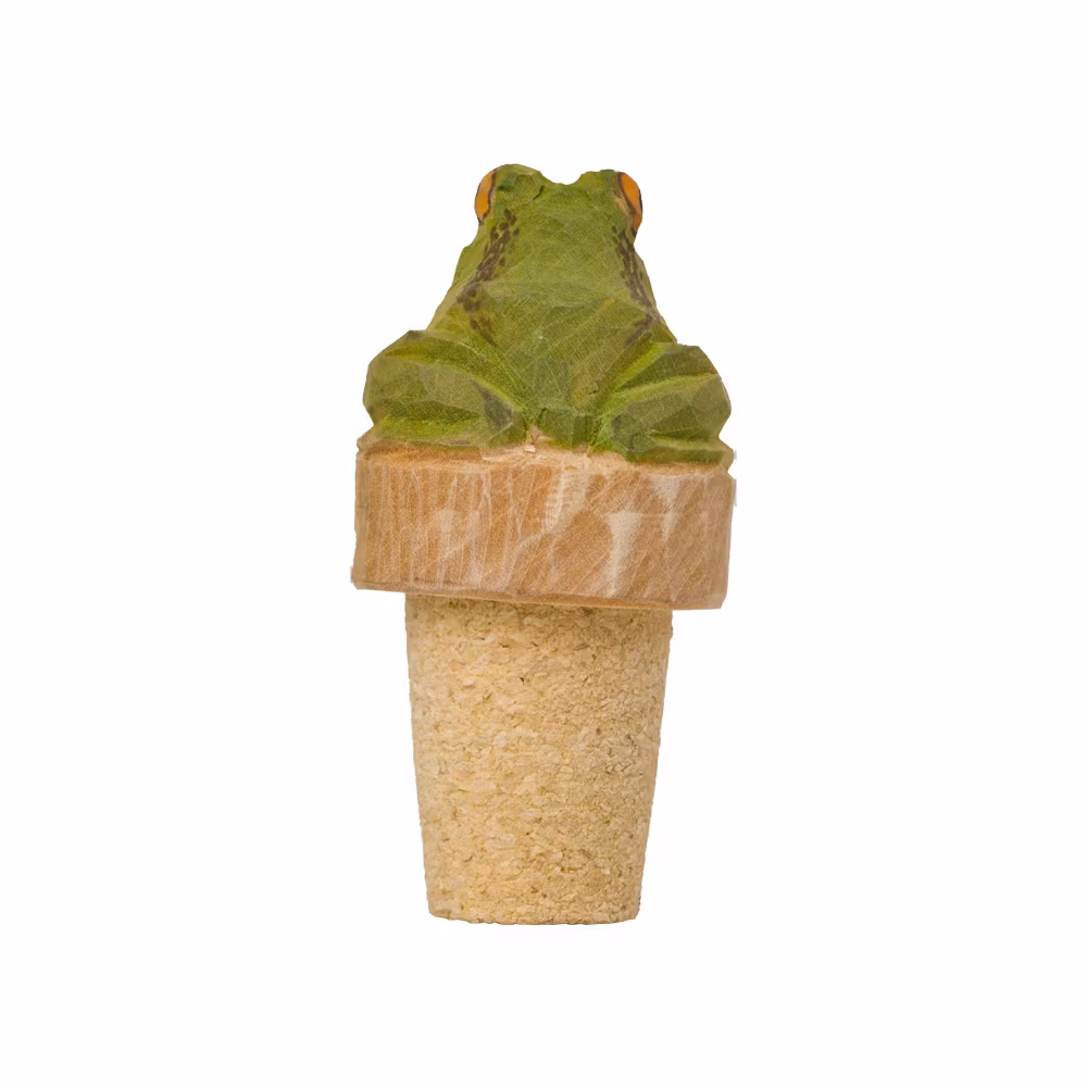 Flaskkork Groda, handsnidad i trä