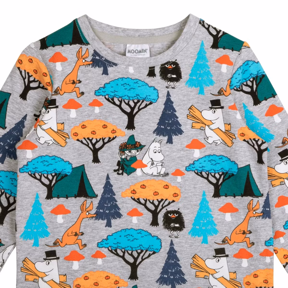 Tröja Moomin & svampar, gråmelerad