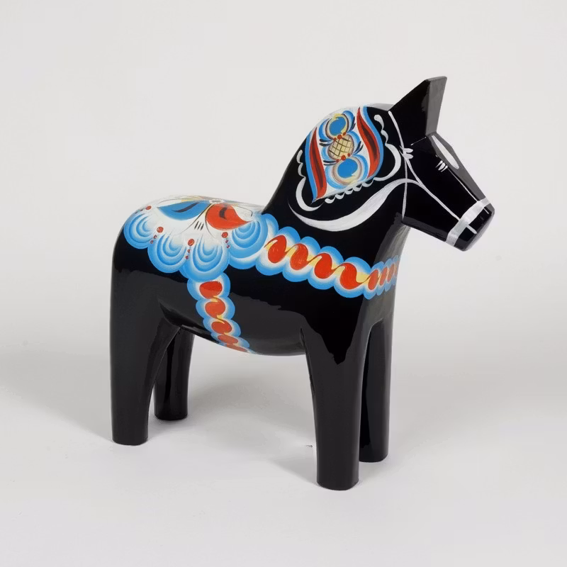 Original Traditionell Dalahäst Svart