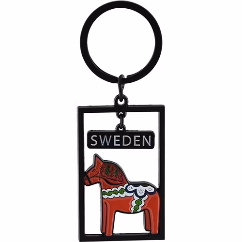 Nyckelring Sweden, Metall, Dalahäst 5x3 cm