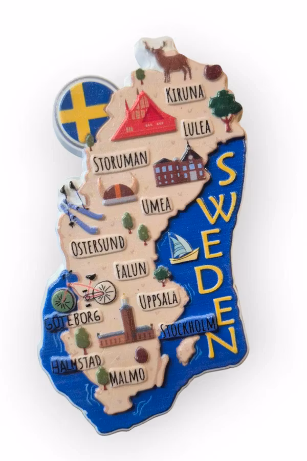 Sverige karta 3D magnet