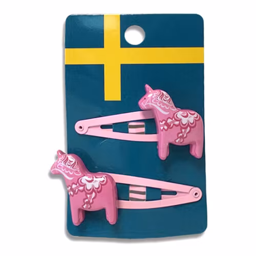 Hårspänne dalahäst rosa