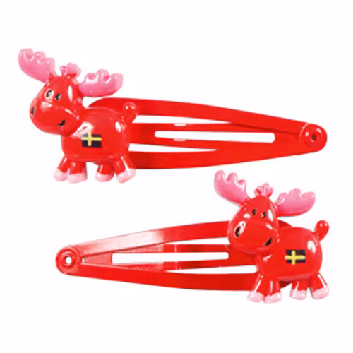 Hårspänne ,älg, Röd