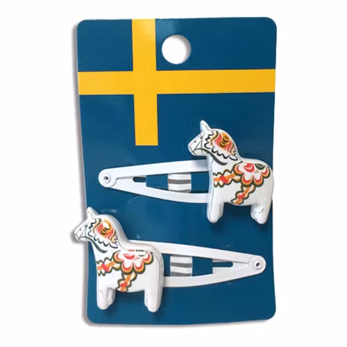 Hårspänne dalahäst vit