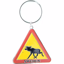 Nyckelring, Älgvarning Metall, Sweden