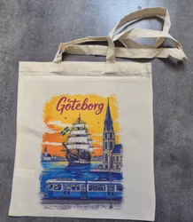 Tygkasse, med Göteborgsmotiv, beige